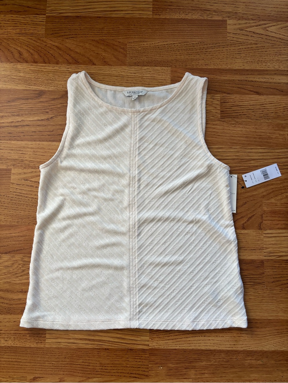 NWT Liverpool Cream Textured Sleeveless Tank Top Size Small